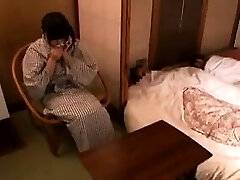 Huge-boobed Japanese beauty drops her underwear and makes herself
