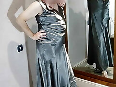 Uk tv slut long satin ball gown very sexy and softcore