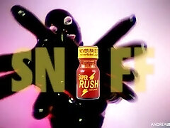 Latex She-creatures and Poppers Jerk Off PMV