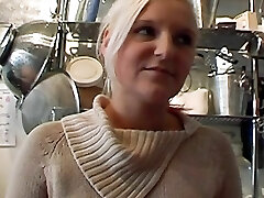 Exotic German blonde luvs eating cum after having sex