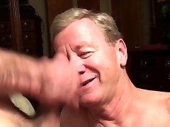 Senior Faggot Cocksucker Gets Cum Facial and Eats Cum