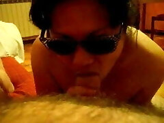 chinese with glasses makes blowage