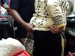 Tamil 55 year elderly hot mother in law fucked by son in law in kitchen - Cum in the giant rump