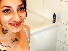 Indian College Girl Gargles Dick in The Bathroom (CIM)