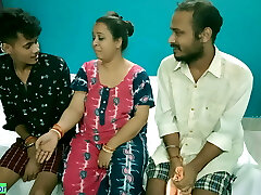 Hot Cougar Aunty shared! Hindi latest XXX threesome sex