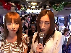 Japanese soiree bus orgy with girls fucking strangers