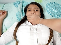 Shh shh don't go squealing! - Stepbrother pummels his stepsister when they are alone at home.