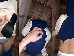 Oral Job and Doggy Fuck With Hijab Desi Coworker Mistress On Factory Stairs