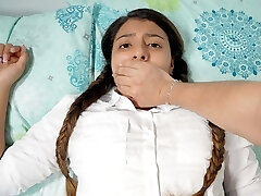 Shh shh don't go squealing! - Stepbrother pummels his stepsister when they are alone at home.