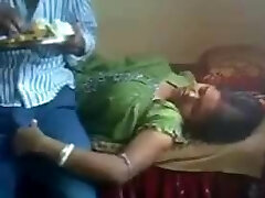 Satin nighty maid hand job