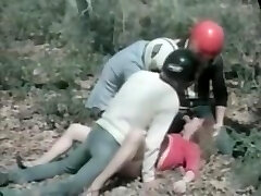 Slutty retro stunner fucked hard in public on her pussy