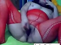 Chubby granny with cigarette masturbating on 