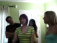 Group of young people fuck on college