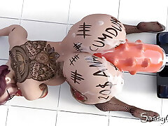 Extreme Monster Dildo Anal Fuck Machine Arsehole Stretching - 3D Animation.