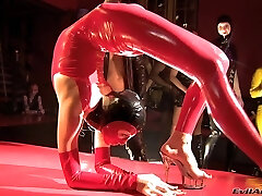 Flexible Babes in Leather Play in an Underground Club