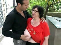 French Bbw Granny Olga with younger man
