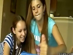 Young Teen Girl Give Neighbor Handjob While Her Mate Watches