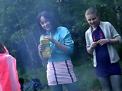 Russian students staged an hookup in the woods