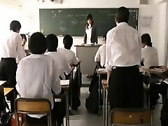Busty Japanese teacher gets treated like a bitch by a gang o