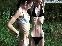 Kinky amateur skinny bony babes display off their sexy