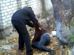 Russian mega-slut gets fucked outside on the ground and lets her friends watch