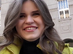 Russian brunette teen is offered money for hardcore lovemaking