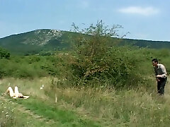Fat chick gets fucked rock hard by a wild dude somwhere in the countryside