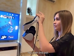 Tricky stepson ravages his naive stepmom while she is in virtual reality