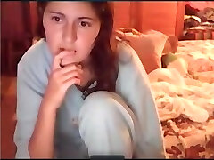 Cute spoiled milky bitch on webcam pleasing herself