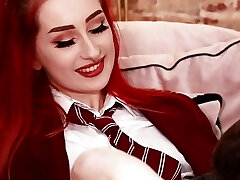 Skinny Brit Redhead Gets Banged And Swallows Cum In Her Uniform