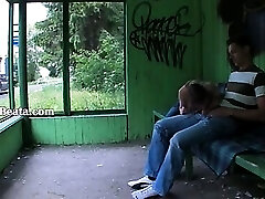 Our first garden sex on the bus station