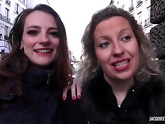 Emilie and her slutty friend are having a threesome with a new neighbor, just for joy