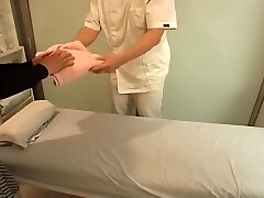 Skinny Asian broad nailed in spy cam massage video