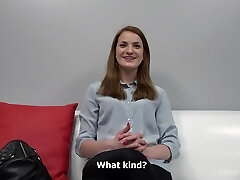 Kristyna is getting a throbbing man sausage inside her bald pussy, in front of the camera