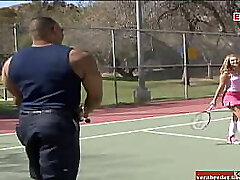 Sporty 18yo blonde Damsel pick up at the tennis court