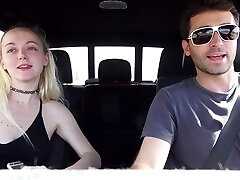 Blonde Iris Rose enjoys while sucking her boyfriend's chisel