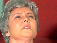 Grandmother rolls her eyes because a big cock is stuck in her ass