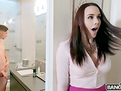 Buxom babe with lots of birthmarks Chanel Preston takes lengthy cock in her slit