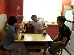 Russian swingers play undress poker.