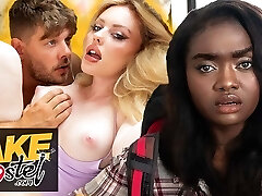 Fake Hostel - PAWG steals Ebony babes BWC cheating boyfriend for hard-core sneaky lovemaking fun