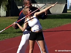 Trainer blesses his contestant with a raging rod inside her