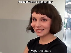 Charming girl does blowjob in the restroom