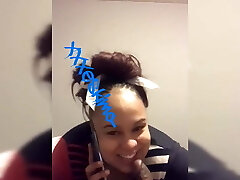 Ebony on phone to babyfather whilst deep-throating dick