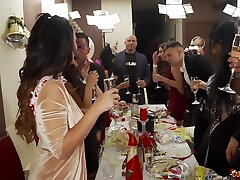 Hard-core filthy and messy group sex party with lot of sexy babes