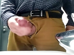 Lil' cock daddy wank at work with big cum spurt 2
