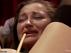 Bound ginger-haired anal fucked while licking