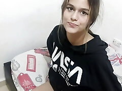 My stepsister senses cold and I warm her up to fuck her and spunk in her