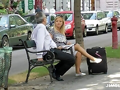 Curvy blond flight attendant gets penetrated hard by an aged dude