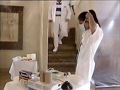 Excited student girlfriends practice at the doctor’s office