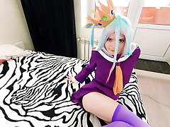 Lil' Shiro lost the game to her stepbrother Sora and gave herself to him, fulfilling his every fad